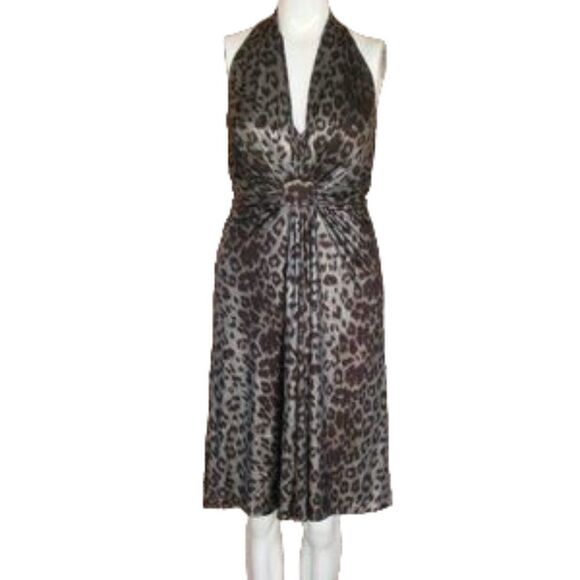 DAVID MEISTER Halter Dress, 6, Silver Leopard, Tie Back, Shimmery, Spots - Picture 8 of 12